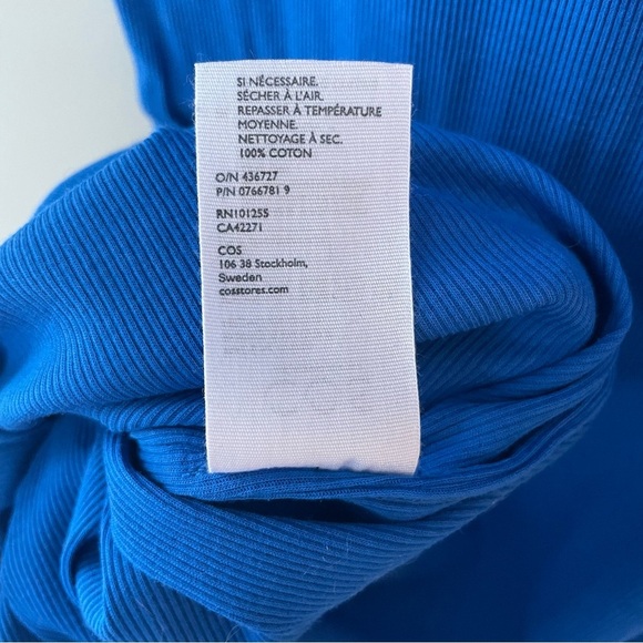 COS Ribbed Cotton Tank Midi Dress Cerulean Blue Size XS - Picture 7 of 9